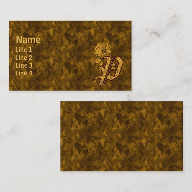 Monogram Initial P Elegant Gold Peony Flower Business Card (Front/Back)