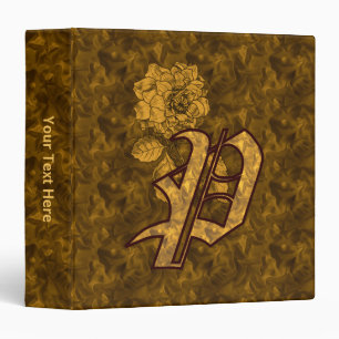 Monogram Initial P Gold Satin Peony Personalized Binder
