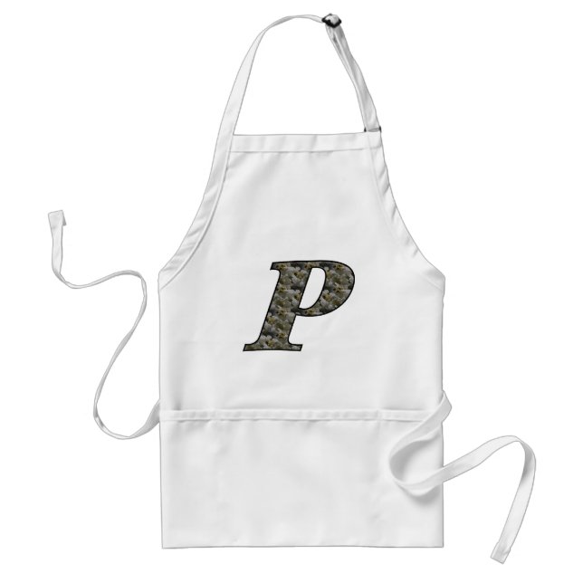 Monogram Initial P Hydrangea Flowers Adult Apron (Front)