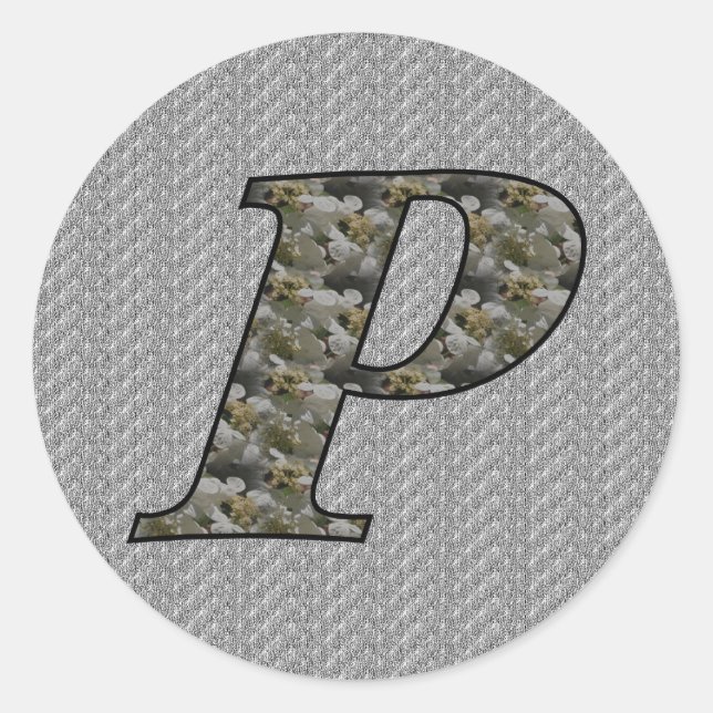 Monogram Initial P Hydrangea Flowers Classic Round Sticker (Front)