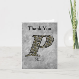 Monogram Initial P Hydrangea Flowers Personalized Thank You Card