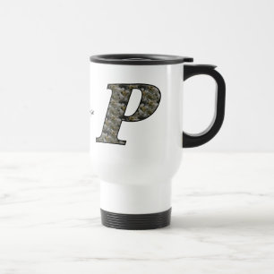 Monogram Initial P Hydrangea Flowers Personalized Travel Mug