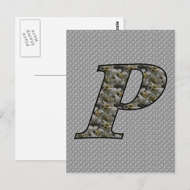 Monogram Initial P Hydrangea Flowers Postcard (Front/Back)