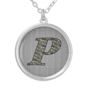 Monogram Initial P Hydrangea Flowers Silver Plated Necklace