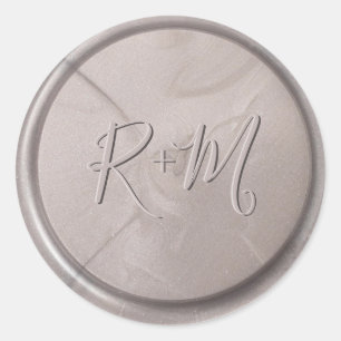 Monogram Initial Pearl Gray Wax Seal Sticker