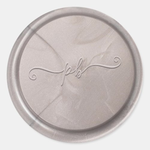 Monogram Initial Pearl Gray Wax Seal Sticker