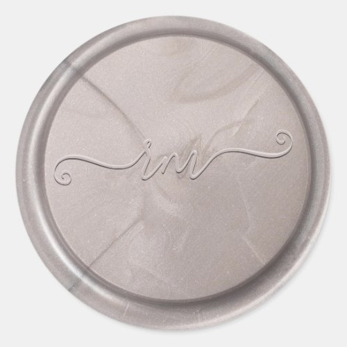 Monogram Initial Pearl Gray Wax Seal Sticker