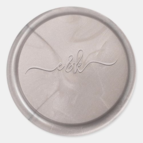 Monogram Initial Pearl Gray Wax Seal Sticker