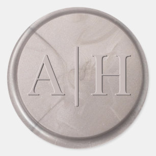 Monogram Initial Pearl Gray Wax Seal Sticker