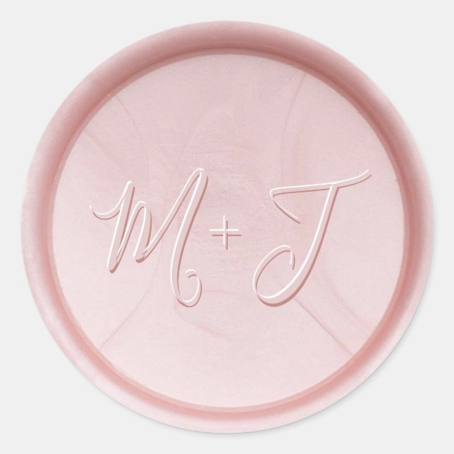 Monogram Initial Pearl Pink Wax Seal Sticker (Front)