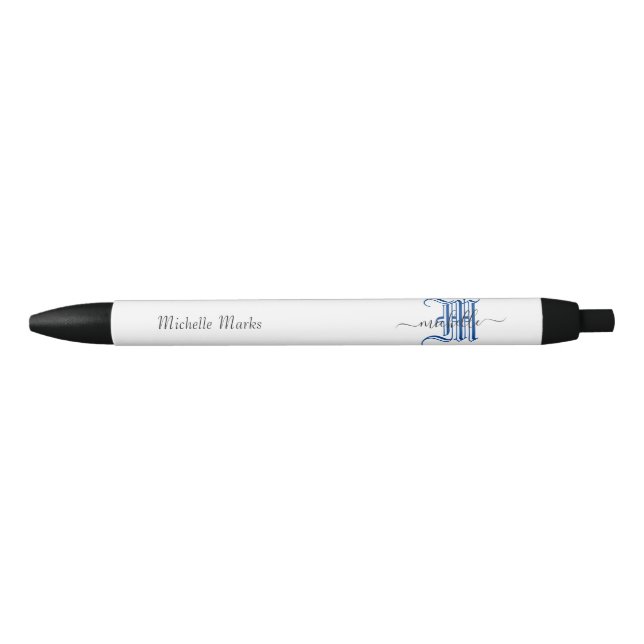 monogram initial personalized business name blue  pen (Front)