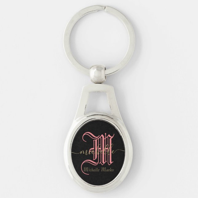 monogram initial personalized business name keychain (Front)