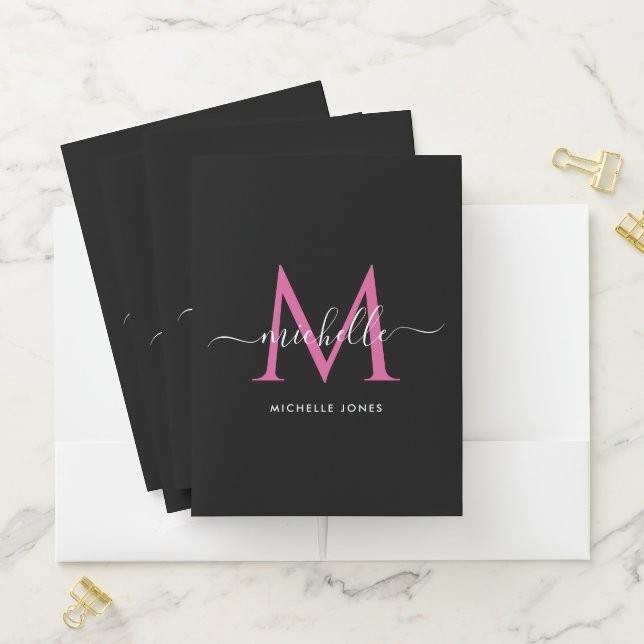 monogram initial personalized business pocket folder (In Situ)