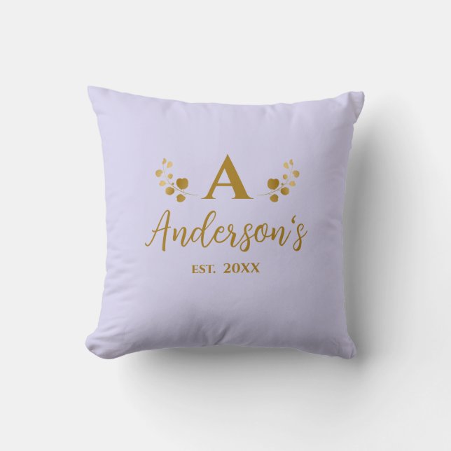 Monogram Initial Personalized Lavender Throw Pillow (Front)