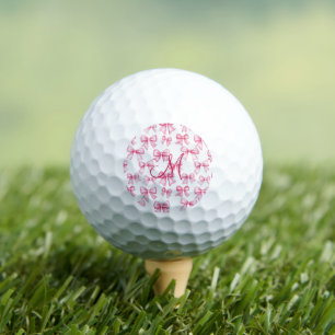 Monogram Initial Pink Bow Coquette Aesthetic Gift Golf Balls