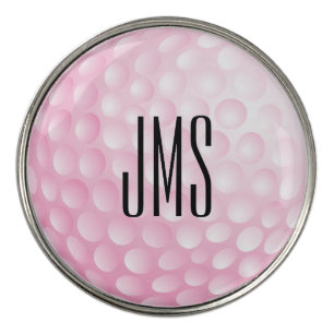 Monogram Initial Pink Golf Ball Golf Ball Marker