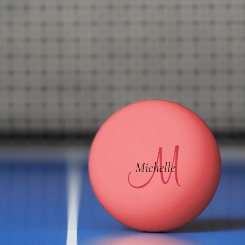 Monogram Initial Pink Trendy Modern Template Ping Pong Ball