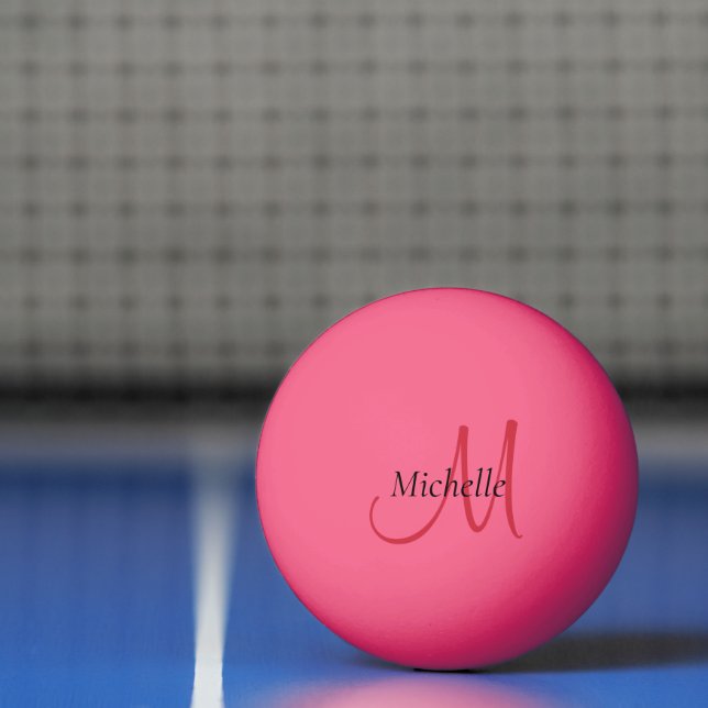 Monogram Initial Pink Trendy Modern Template Ping Pong Ball (Net)