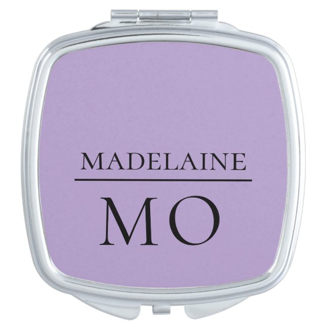 Monogram Initial Purple Modern Elegant  Compact Mirror (Front)