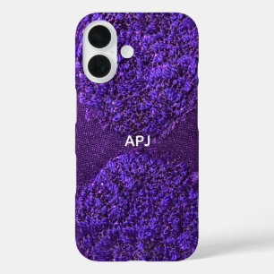 Monogram Initial Purple White Feminine Abstract  iPhone 16 Case