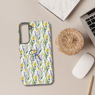 Monogram Initial Purple Yellow Wildflower Gift Her Samsung Galaxy S22+ Case