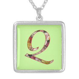 Monogram Initial Q Floral Design Necklace