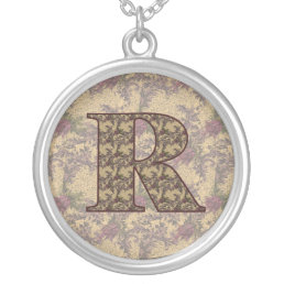 Monogram Initial R Elegant Floral Necklace