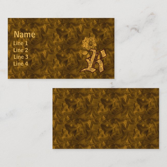 Monogram Initial R Elegant Gold Peony Flower Business Card (Front/Back)