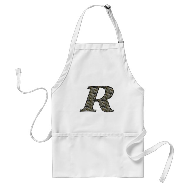 Monogram Initial R Hydrangea Flowers Adult Apron (Front)