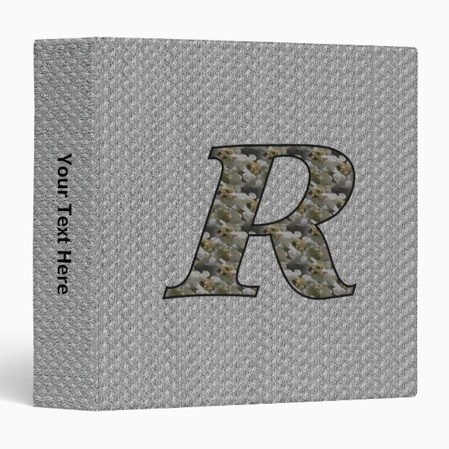Monogram Initial R Hydrangea Flowers Personalized 3 Ring Binder (Front/Spine)