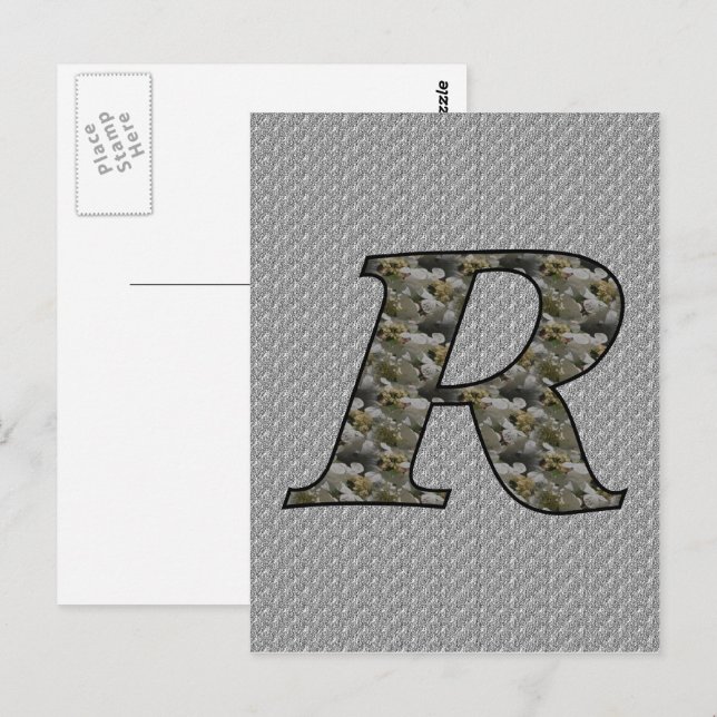 Monogram Initial R Hydrangea Flowers Postcard (Front/Back)