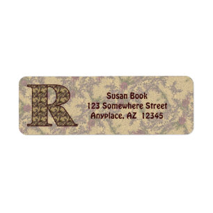 Monogram Initial R Vintage Floral Return Address Label