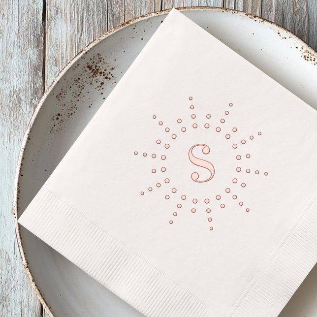 Monogram initial radial sun sunburst foil napkins (Monogram initial radial sun sunburst foil napkins)