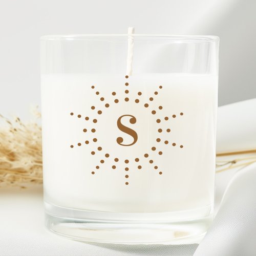 Monogram initial radial sun sunburst scented candle
