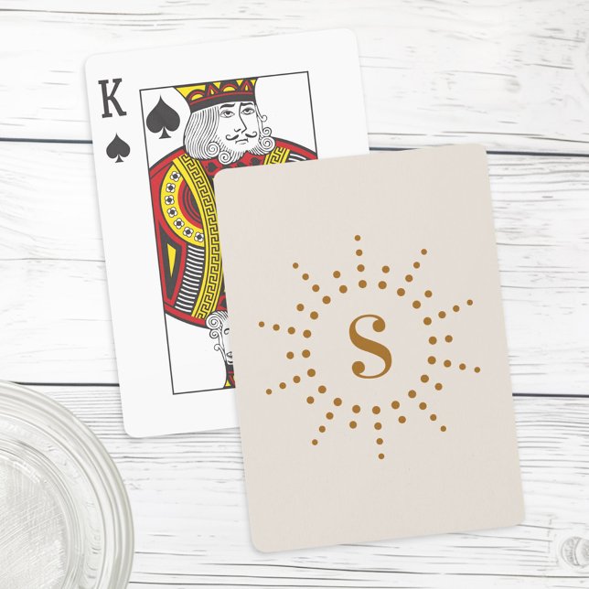 Monogram initial radial sunburst neutral ivory poker cards (Monogram initial radial sunburst neutral ivory poker cards)