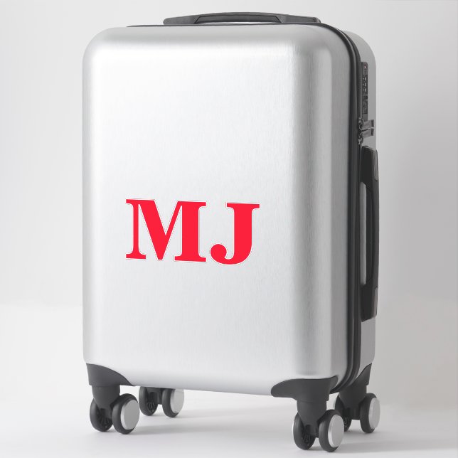 Monogram Initial Red Bold Custom Name Label Trendy (Suitcase)
