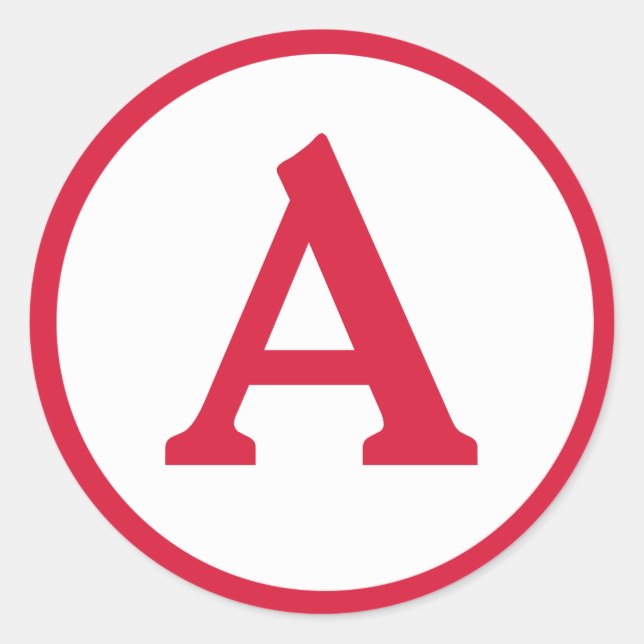 Monogram Initial Red Circle Sticker (Front)