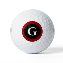 Monogram Initial Red White & Black Golf Balls