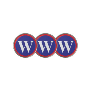 Monogram Initial Red White Blue Golf Ball Marker