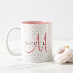 Monogram Initial Replace Your Name Charisma Red Two-Tone Coffee Mug