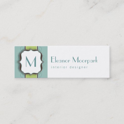Monogram Initial Retro Skinny Card Business Card