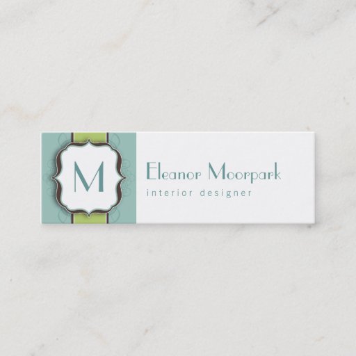 Customizable Monogram Initial Retro Skinny Card Business Card