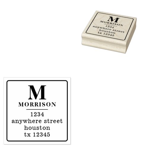 Monogram Initial Return Name Address Rubber Stamp