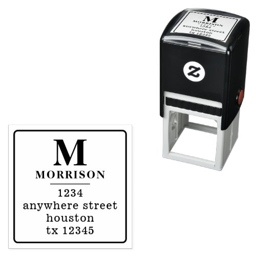 Monogram Initial Return Name Address Self_inking Stamp