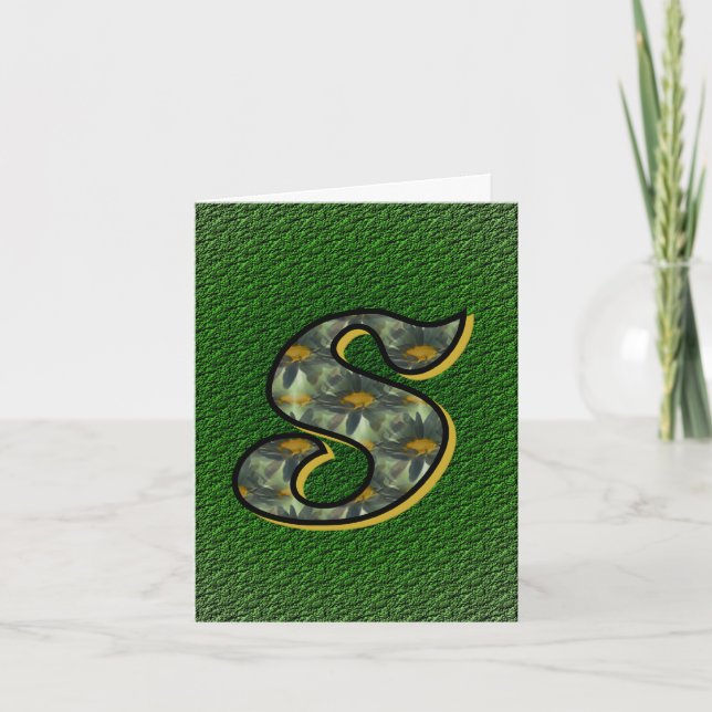 Monogram Initial S Daisies Art Personalized Note Card (Front)