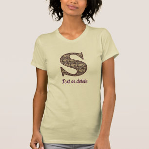 Monogram Initial S Vintage Floral Personalized T-Shirt
