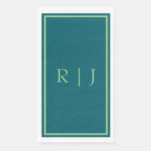 Monogram Initial Sage Green Emerald Green Wedding Paper Guest Towels
