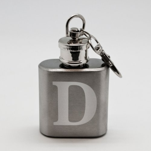 Monogram Initial Sand Etched Keychain Flask