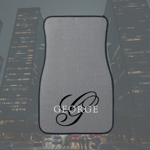 Monogram initial Script Gray Car Floor Mat
