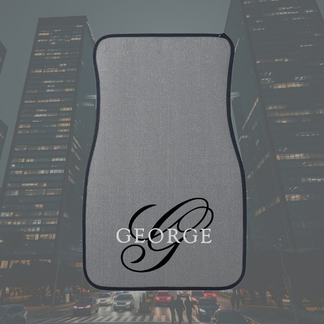 Monogram initial Script Gray Car Floor Mat (Creator Uploaded)